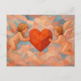 Postal Festiva Art Lover Expressionist Cherubs Valentine Postcard