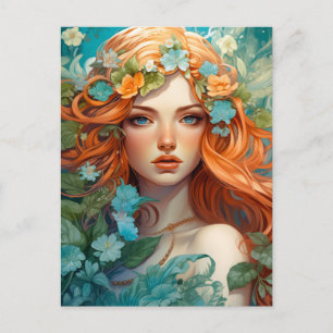 Postal Festiva Art Nouveau Aos sí Fairy