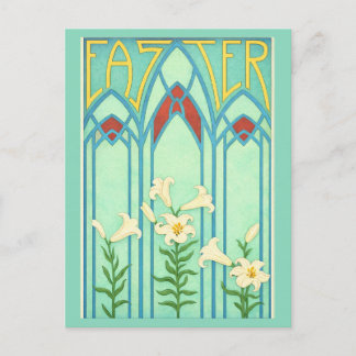 Postal Festiva Art Nouveau Easter with White Lilies