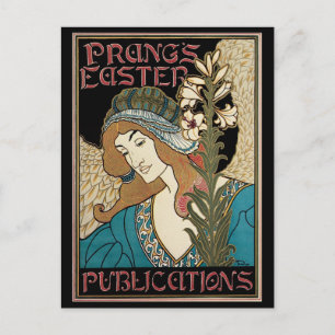 Postal Festiva Art Nouveau vintage, publicaciones de Pascua de Pr