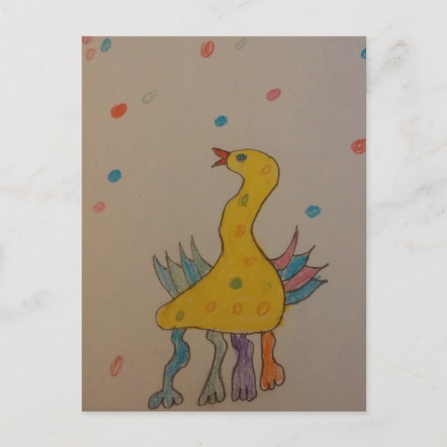 Postal Festiva Arte ABC de niños, pato de Pascua (Anverso)