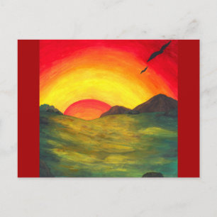 Postal Festiva arte acuarela paisaje de la naturaleza de la salid