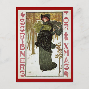 Postal Festiva Arte antiguo navideño Art Nouveau portada de Scrib
