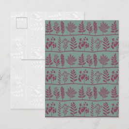Postal Festiva Arte botánico folk moderno de salvia y bayas minia