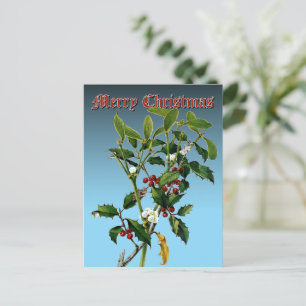Postal Festiva Arte botánico Mistletoe & Holly Greenery