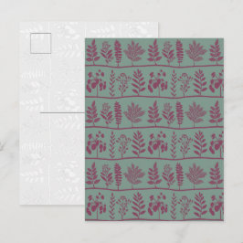 Postal Festiva Arte botánico moderno de salvia y bayas mini folk