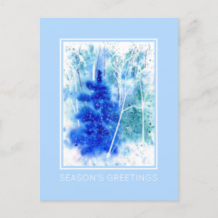 Postal Festiva Arte de acuarela de invierno en Woodland