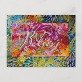 Postal Festiva Arte de BELIEVE pintado a mano