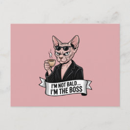 Postal Festiva Arte de café con gato Sphynx jefe