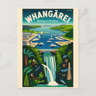 Postal Festiva Arte de cartel de viaje retro de Whangārei Nueva Z