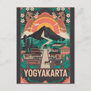 Postal Festiva Arte de cartel retro de viaje a Yogyakarta Indones