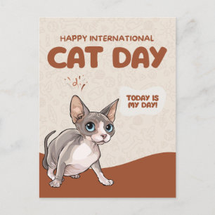 Postal Festiva Arte de celebración del día internacional del gato