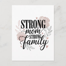 Postal Festiva Arte de Cita Floral de Mamá Fuerte Familia Fuerte