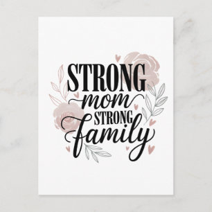 Postal Festiva Arte de Cita Floral de Mamá Fuerte Familia Fuerte