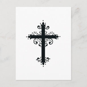 Postal Festiva Arte de Cruz Tallada Ornamental Premium