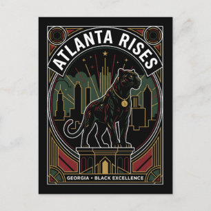 Postal Festiva Arte de Excelencia Negra de Atlanta Rises Pantera 