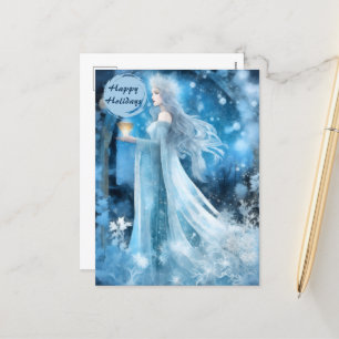 Postal Festiva Arte de fantasía de reina de nieve - Diosa mística