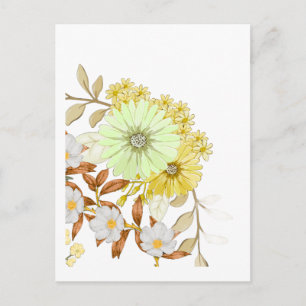 Postal Festiva Arte de Flores para Colorear Impreso en Lienzo Fal