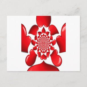 Postal Festiva Arte de impresión de patrón de corazones rojos rom
