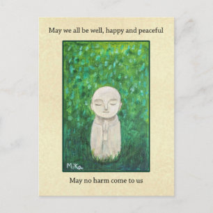 Postal Festiva Arte de Jizo con oración budista de amabilidad