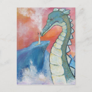 Postal Festiva Arte de libros de cuentos para dragones y princesa