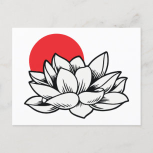 Postal Festiva Arte de Lotus flower japón