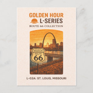 Postal Festiva Arte de monumentos de la ruta 66 retro St Louis Mi
