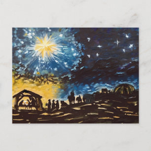 Postal Festiva Arte de natividad dibujado a mano