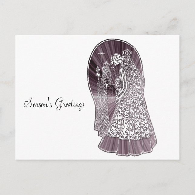 Postal Festiva Arte de Navidades de tres sabios (Anverso)