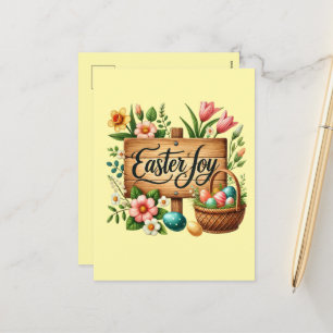 Postal Festiva Arte de palabras de alegría de Pascua