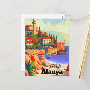 Postal Festiva Arte de pared de Alanya Turquía, Impresión, acuar