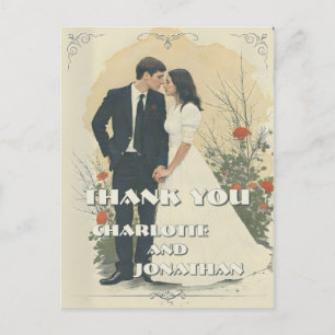 Postal Festiva Arte de pareja de boda vintage romántico