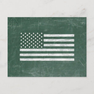 Postal Festiva Arte de pizarra de la bandera de América (Dibujo N