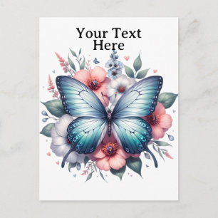 Postal Festiva Arte de ramo floral de mariposa vibrante-96283