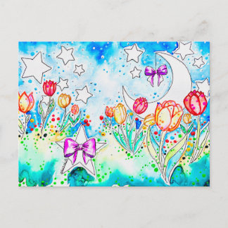 Postal Festiva Arte de Tulipanes