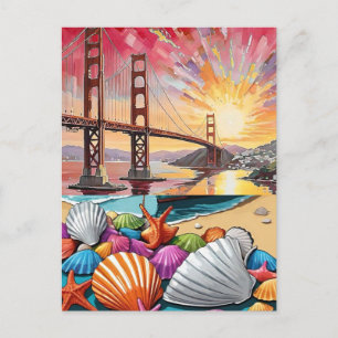 Postal Festiva Arte de viaje de San Francisco California Impresió