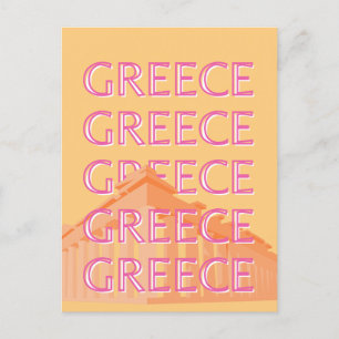 Postal Festiva Arte de viajes en Grecia, arte de viajes en verano