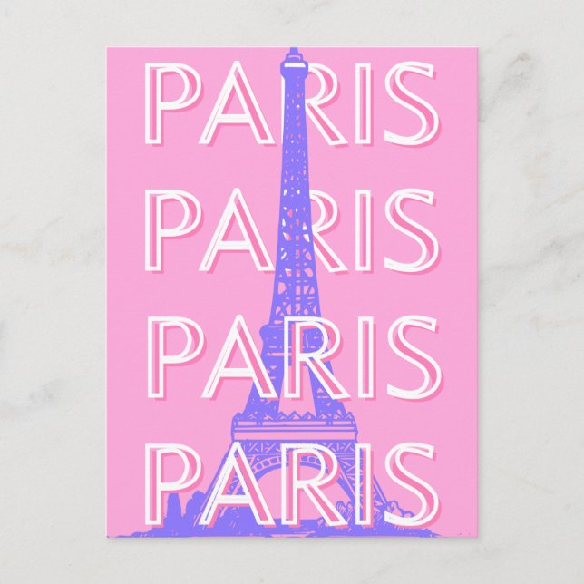 Postal Festiva Arte de viajes en París, arte de viajes, rosa (Anverso)
