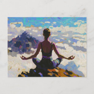 Postal Festiva Arte de Yoga: Belleza Equilibrada (Pintura al Óleo