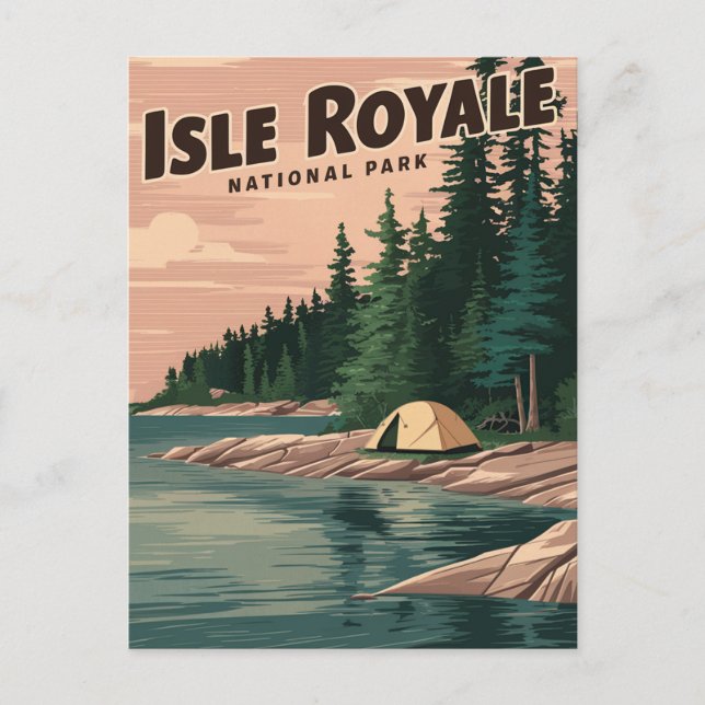 Postal Festiva Arte del Parque Nacional de la Isla de Royale (Anverso)