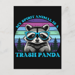Postal Festiva Arte divertido de chica mapache y regalos lindos d