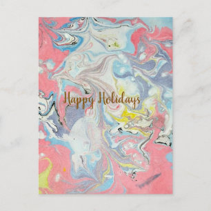 Postal Festiva Arte en Pastel Abstracto Ebru