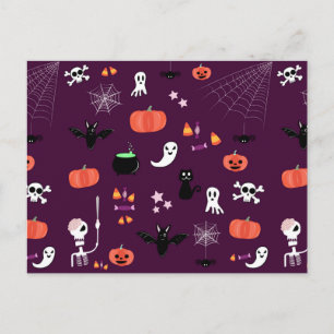 Postal Festiva Arte espeluznante y lindo de Halloween
