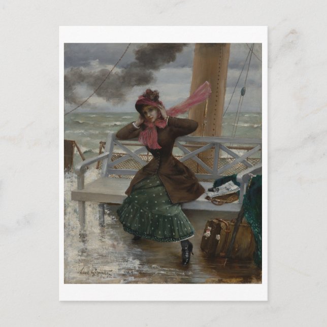 Postal Festiva Arte francés vintage (Anverso)