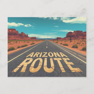 Postal Festiva Arte Gráfico de la Ruta del Desierto de Arizona