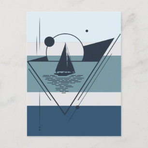 Postal Festiva Arte moderno de la embarcación de vela geométrica