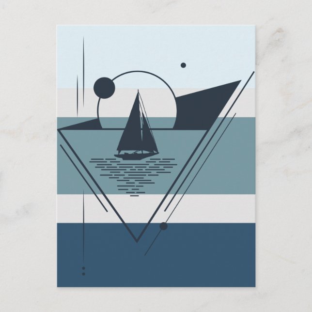 Postal Festiva Arte moderno de la embarcación de vela geométrica (Anverso)