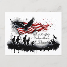 Postal Festiva Arte patriótico del 4 de julio con bandera y solda