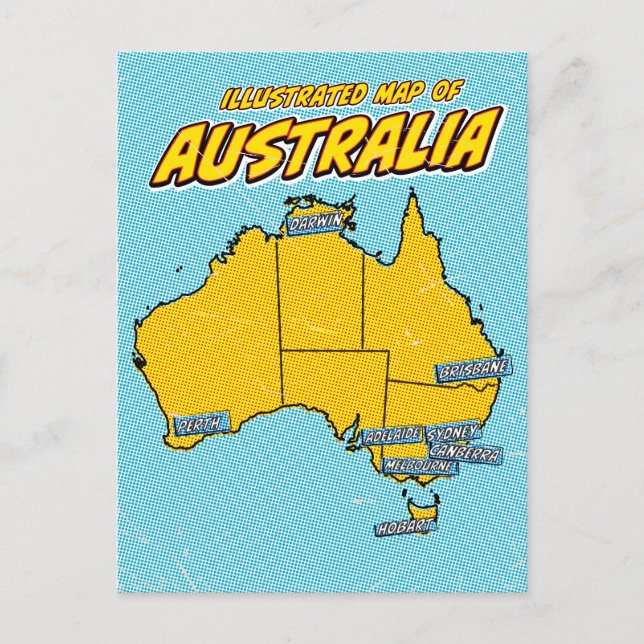 Postal Festiva Arte pop Australia ilustrada (Anverso)