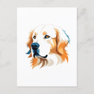 Postal Festiva Arte vectorial Golden Retriever con colores vibran